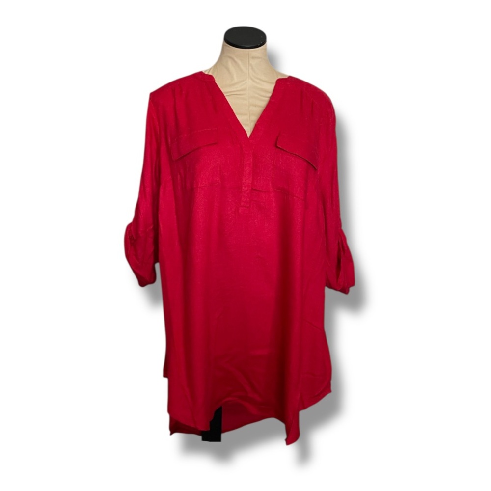 NWT Torrid Red 3/4 Sleeve Tunic - Picture 2 of 7